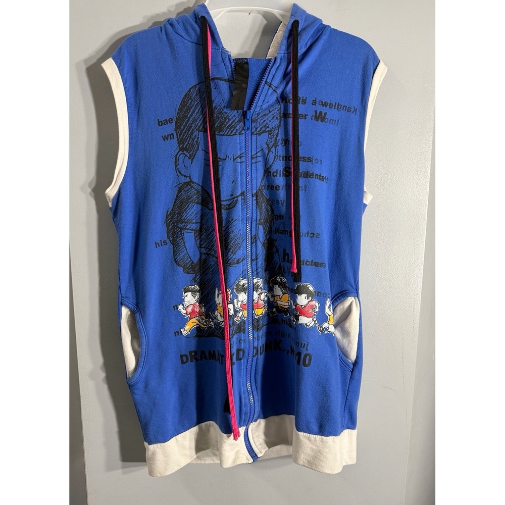 Number (N)ine x Slam Dunk sleeveless zip-up hoodie graphics anime series medium